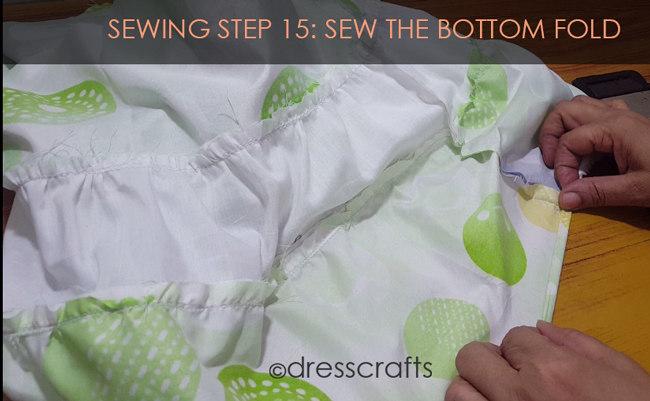 SEWING STEPS 15 - sewing skirt - bottom fold
